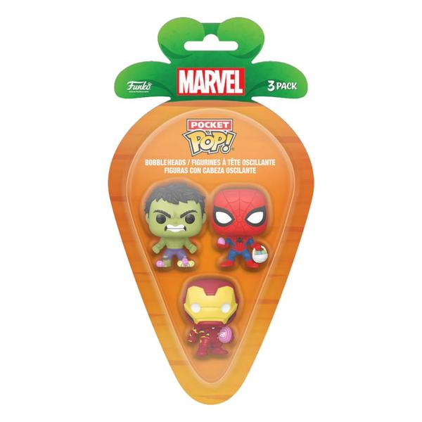 Marvel Comics - Spider - Man, Iron Man & Hulk Carrot Pocket Pop! Vinyl 3 - Pack - Gametraders Modbury Heights