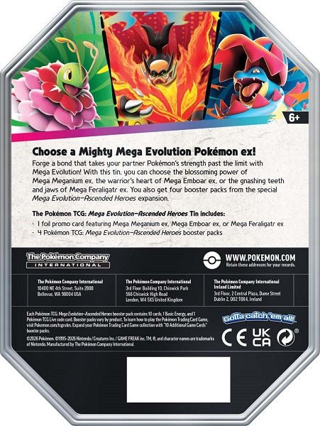 *Pre-order* Pokemon TCG: Mega Evolution—Ascended Heroes Tin (28th August) - Gametraders Modbury Heights