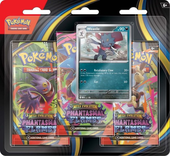 *Pre - order* Pokemon TCG: Mega Evolution - Phantasmal Flames Three Booster Blister (14th November) - Gametraders Modbury Heights