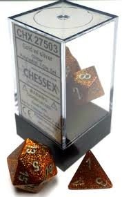 Chessex Glitter Gold/silver 7 - Die Set CHX27503 - Gametraders Modbury Heights