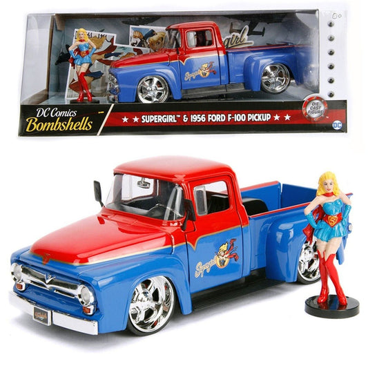 DC Bombshells - Supergirl 1956 Ford F100 1:24 Scale Hollywood Rides Diecast Vehicle - Gametraders Modbury Heights