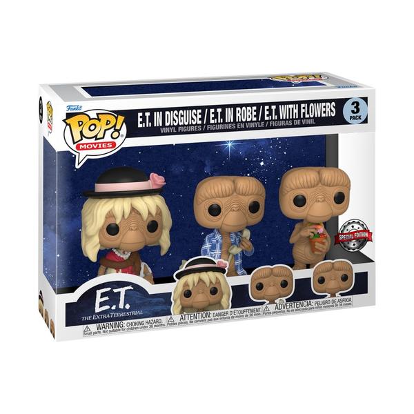 E.T. the Extra - Terrestrial - E.T. in Disguise, in Robe & with Flowers US Exclusive Pop! Vinyl 3 - Pack - Gametraders Modbury Heights