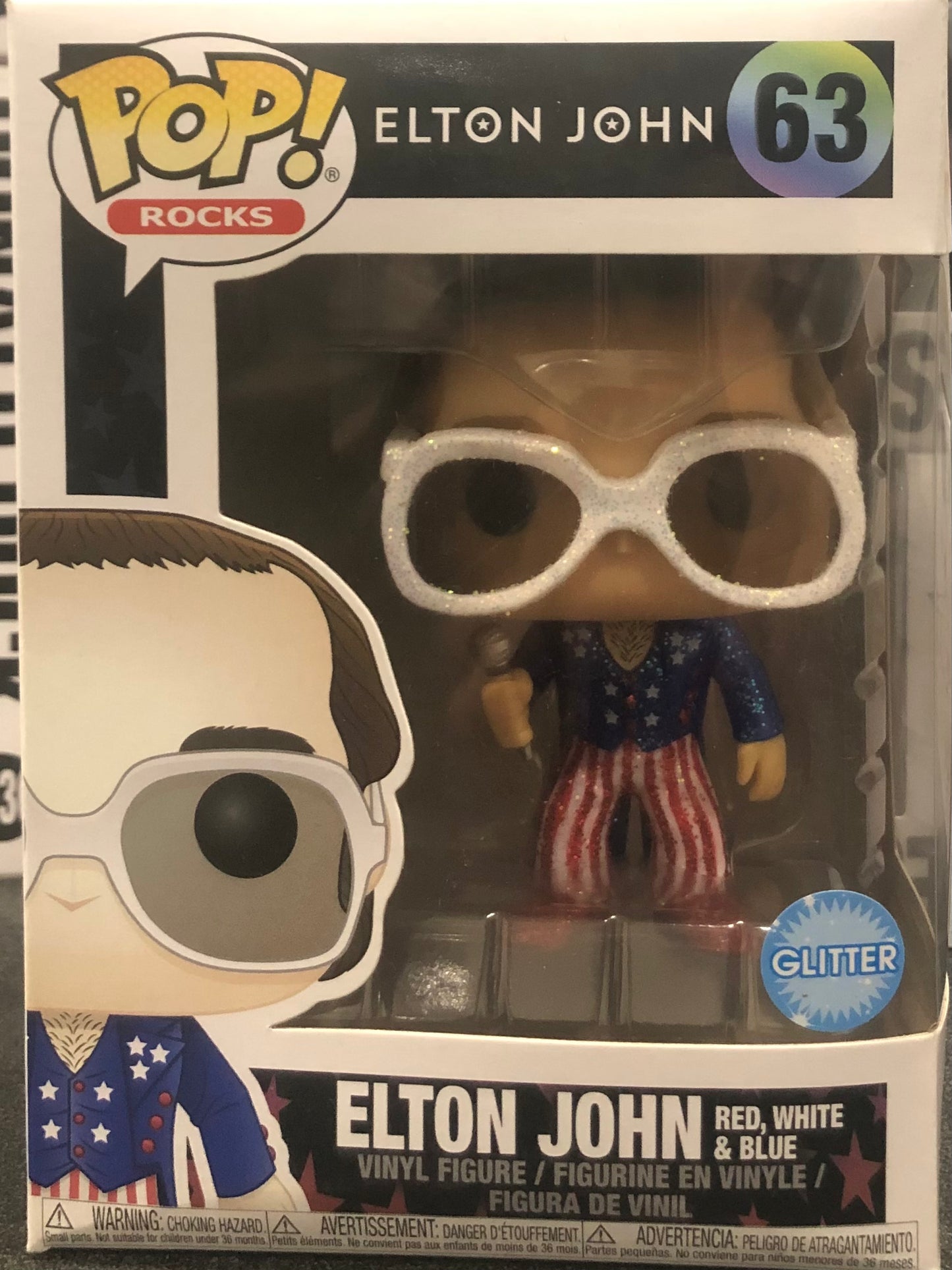 Elton John Red, White & Blue Glitter Pop! Vinyl