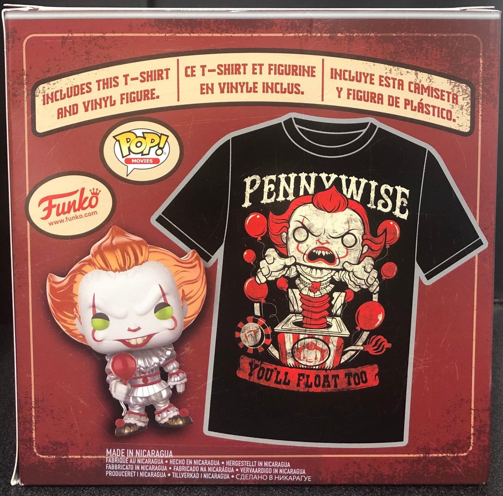 IT Pennywise (Metallic) Pop! Vinyl Figure T-Shirt Box Set Hot