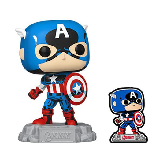 Marvel Comics - Captain America 60th Anniversary (with Pin) US Exclusive Pop! Vinyl - Gametraders Modbury Heights