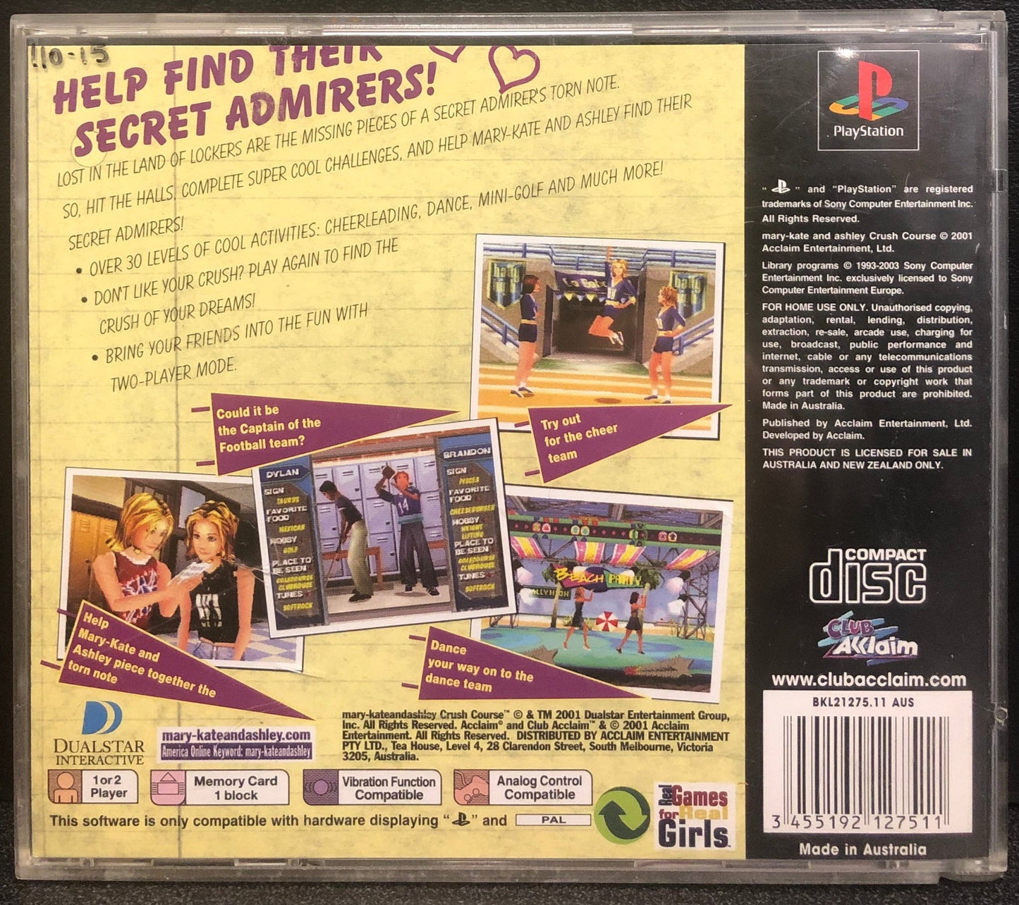 Mary - Kate And Ashley Crush Course PS1 - Gametraders Modbury Heights