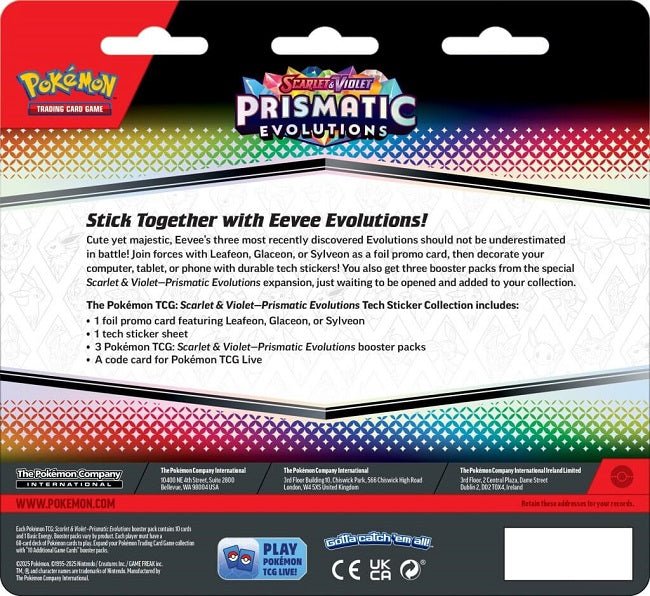 Pokemon TCG Scarlet & Violet 8.5 Prismatic Evolutions Tech Sticker Collection - Gametraders Modbury Heights