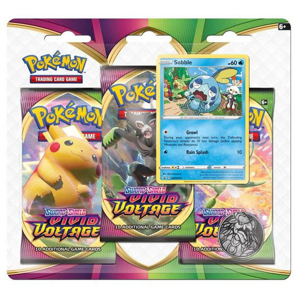 Pokemon TCG Sword and Shield- Vivid Voltage Three Booster Blister