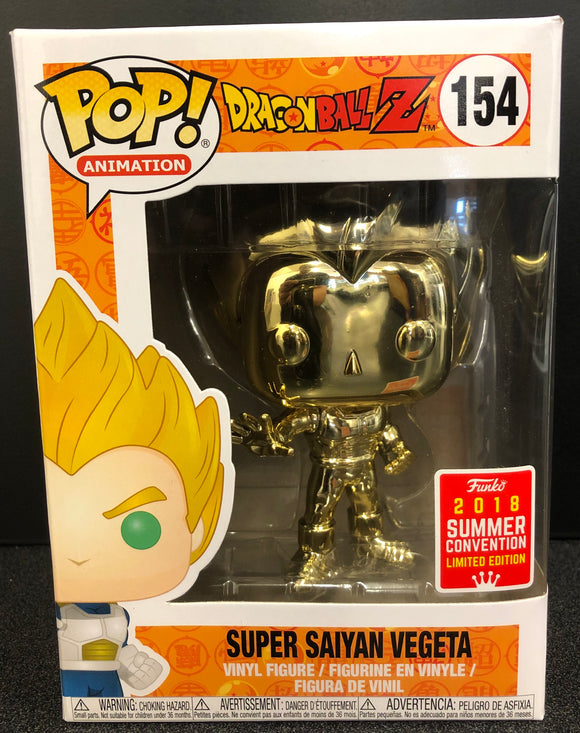 Dragon Ball Z Gold Chrome Super Saiyan Vegeta San Diego 2018 Comic Con Pop! Vinyl