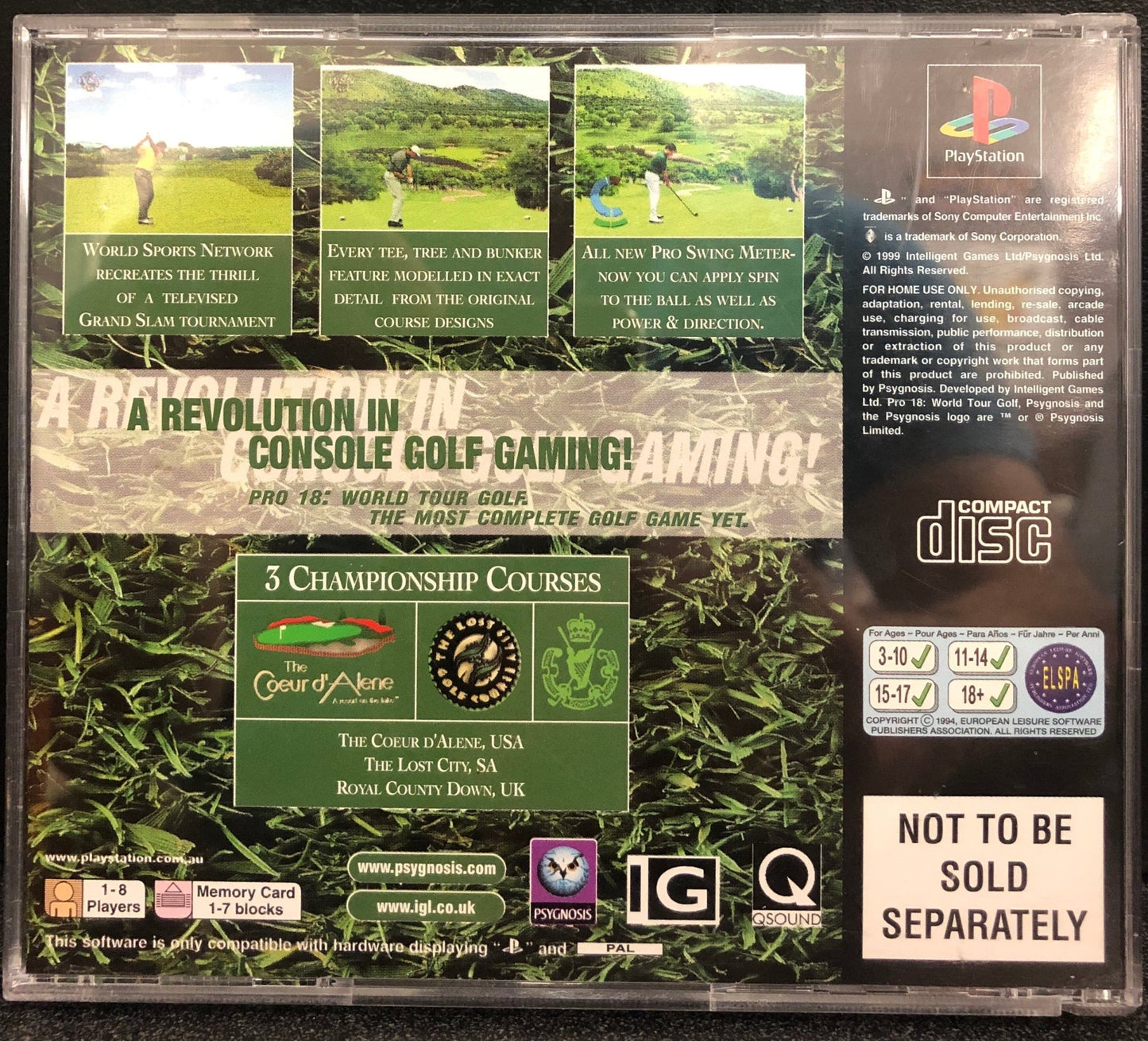 Pro 18: World Tour Golf PS1 - Gametraders Modbury Heights