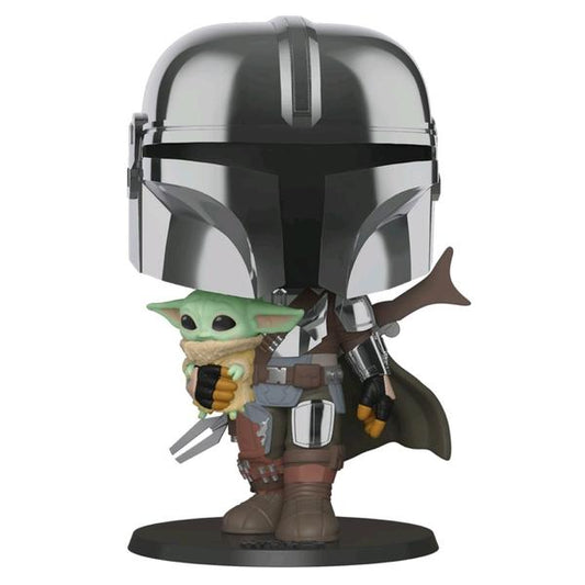 Star Wars: The Mandalorian - Mandalorian with Child Chrome 10" Pop! Vinyl - Gametraders Modbury Heights