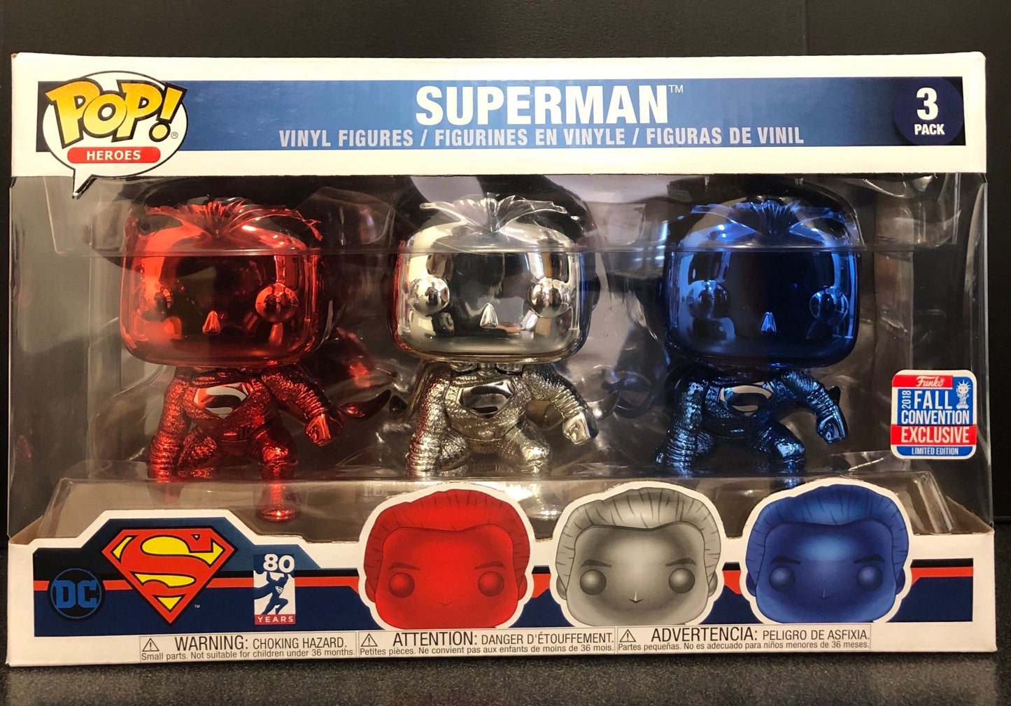 Superman Chrome 3 Pack New York 2018 Comic Con Pop! Vinyl - Gametraders Modbury Heights