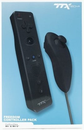 Wii/WiiU TTX Tech Wireless Remote Controller and Nunchuck Pack - Black