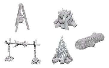 Wizkids - Deep Cuts Unpainted Miniatures: Camp Fire & Sitting Log - Gametraders Modbury Heights